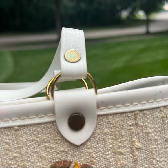 Vintage 1960's Jeweled Sequined/Rhinestones Peacock wood bottom Purse - Picture 7 of 16